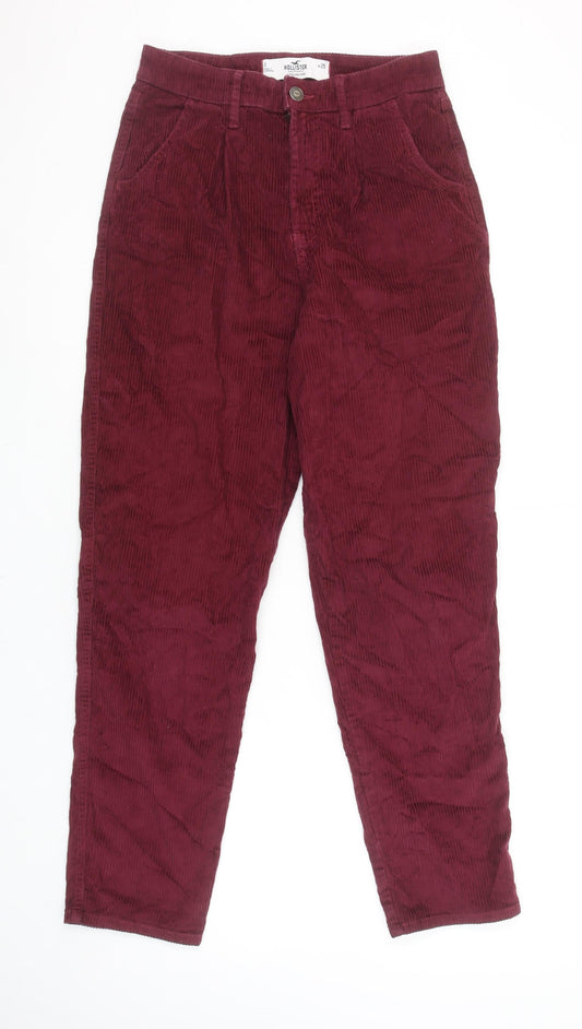 Hollister Women Burgundy Corduroy Ultra High-Rise Trousers Size 4