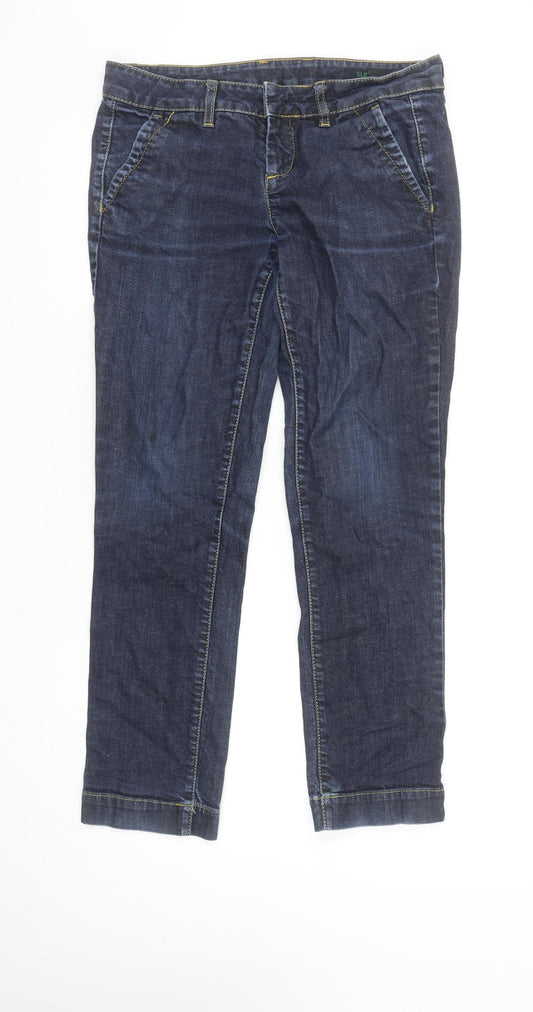 Benetton Womens Blue Straight Denim Jeans Size 30W Classic Fit