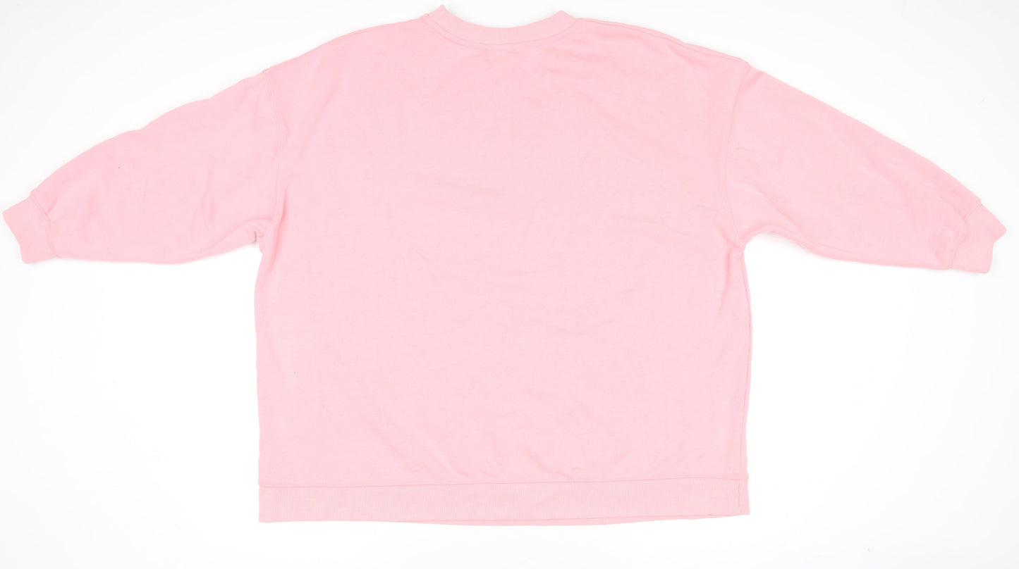 Dunnes Stores Women Pink Crew Neck Fleece Pullover Jumper Size 20