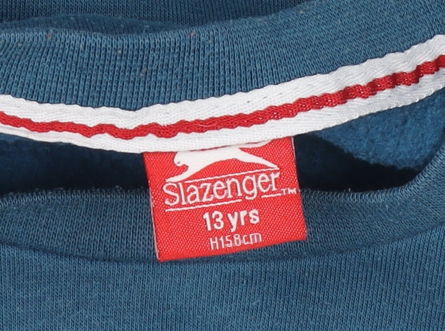 Slazenger Boys Blue Crew Neck Pullover Jumper 13 Years H158cm