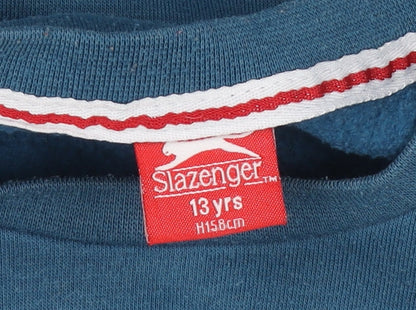 Slazenger Boys Blue Crew Neck Pullover Jumper 13 Years H 12-13 Years