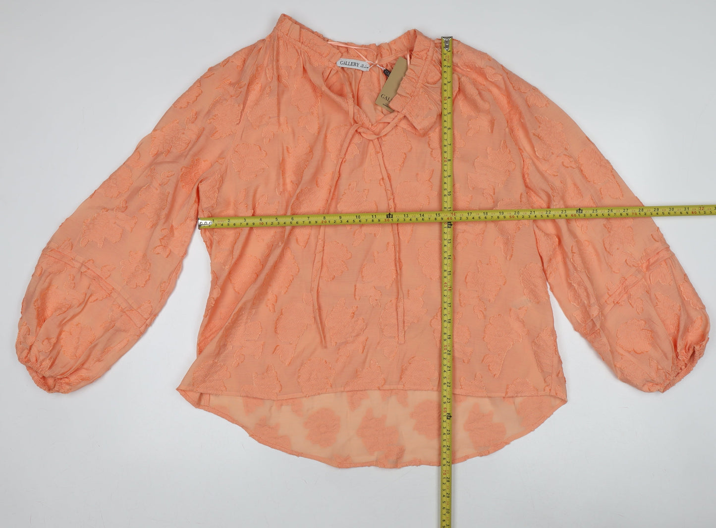 Gallery Women’s Orange Floral Chiffon Tunic Blouse Size L