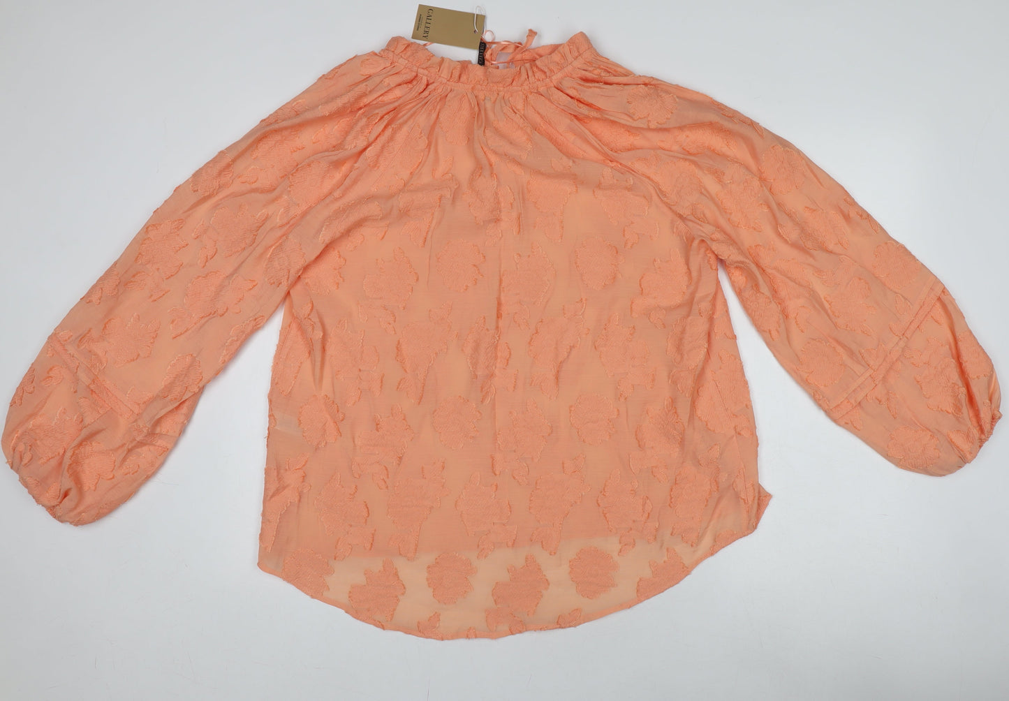Gallery Women’s Orange Floral Chiffon Tunic Blouse Size L