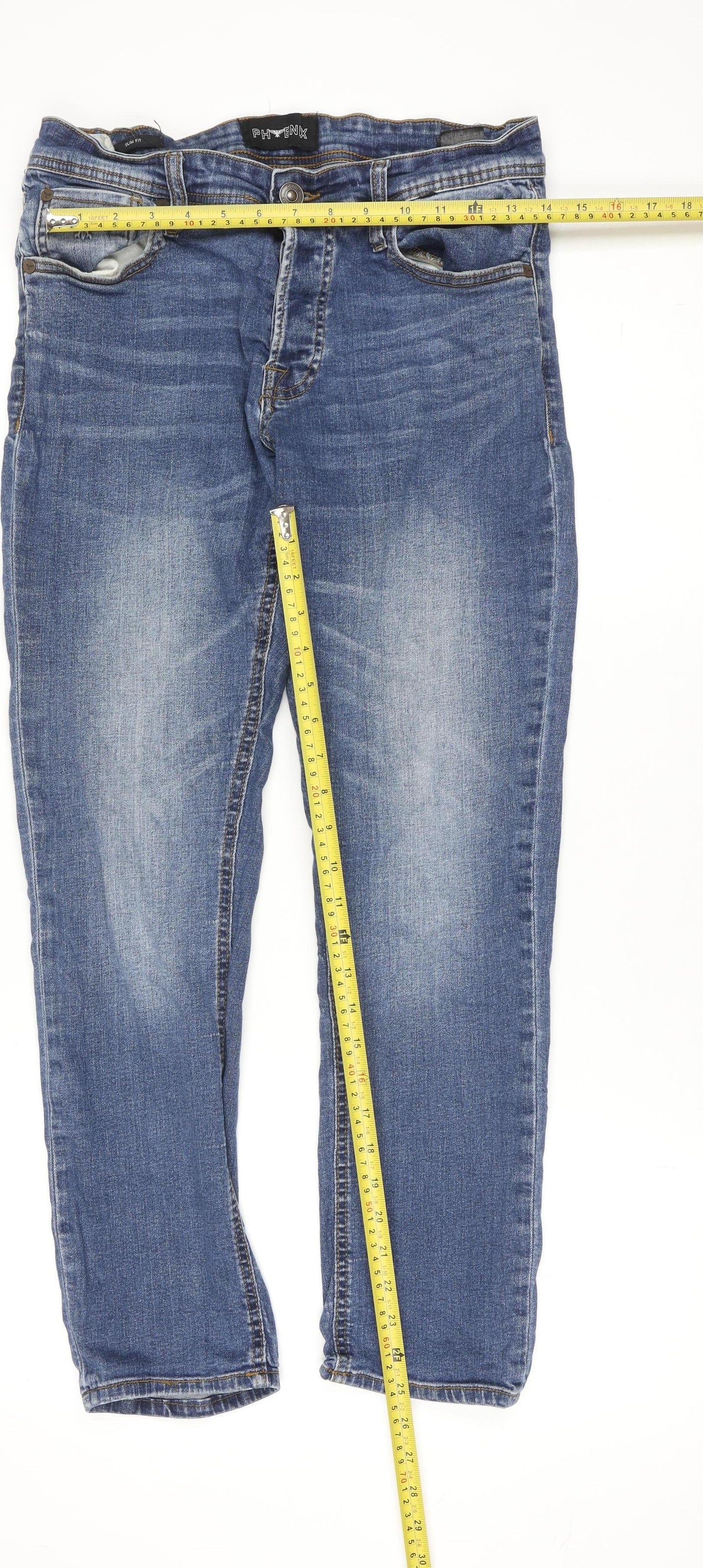 PHOENIX Women's Blue Straight Leg Denim Jeans Size 32 Regular Fit