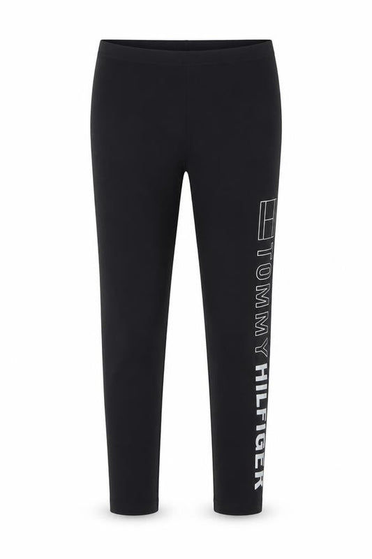 Tommy Hilfiger Girls Black Ankle Leggings 12-14 Years Cotton Stretch Logo