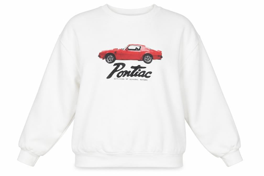 H&M Divided Women White Pontiac Car Graphic Pullover Jumper Size 12