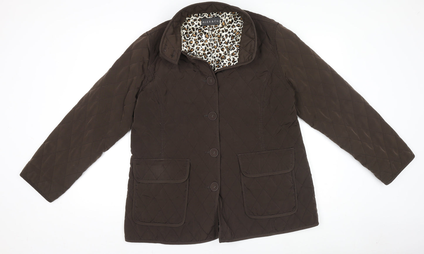 Alex & Co Womens Brown Quilted Mid-Length Jacket UK 16