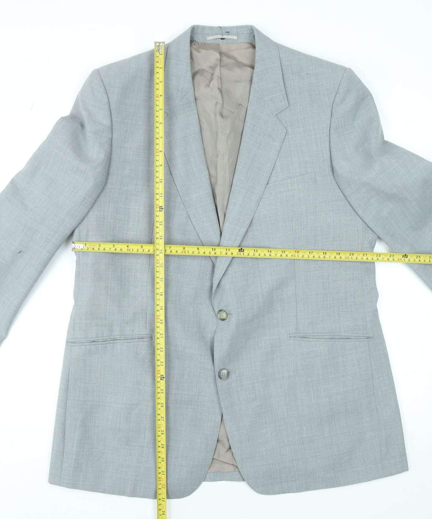 Varteks International Men's Grey Wool Blend Two-Button Blazer 42 Regular