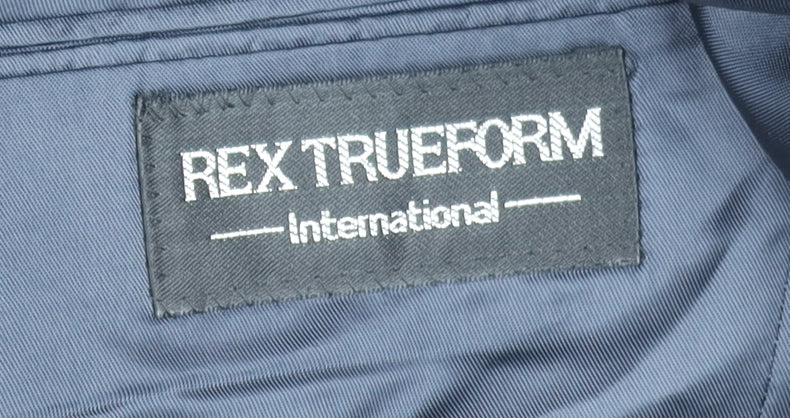 Rex Trueform Men's Black Pinstripe Wool Blazer Jacket Size L Regular Fit
