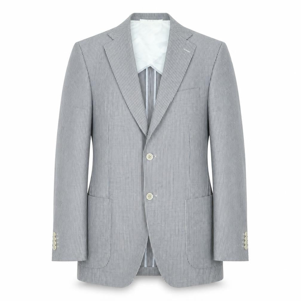 Tommy Hilfiger Men's Grey Striped Wool Blazer Jacket 48 Regular