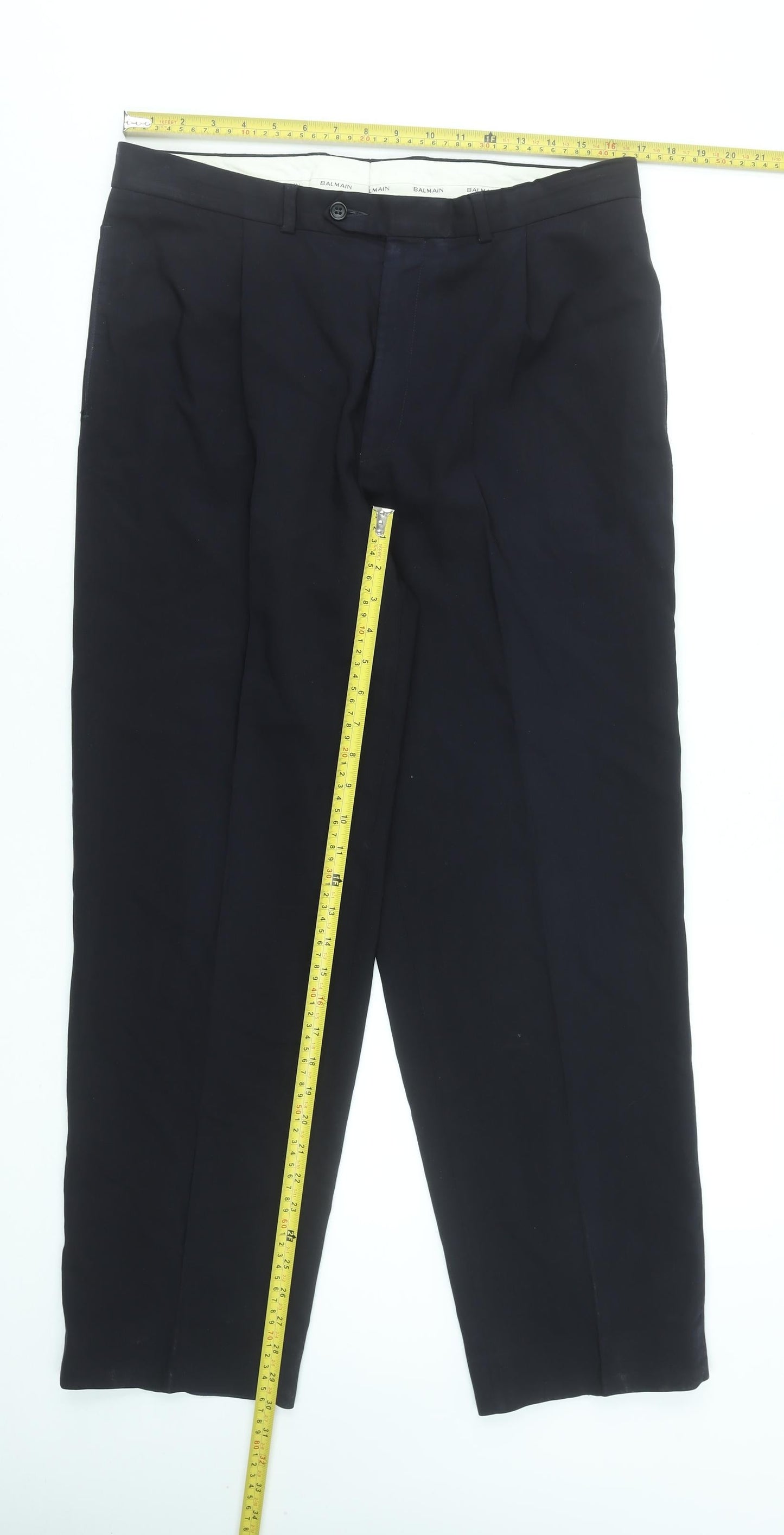 Balmain Paris Men's Black Wool Dress Trousers 32W 32L Classic Fit