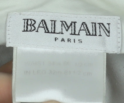 Balmain Paris Men's Black Wool Dress Trousers 32W 32L Classic Fit