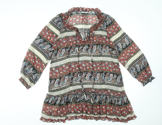 New Look Women’s Multicoloured Paisley Ruffle Boho Short Dress Size 10
