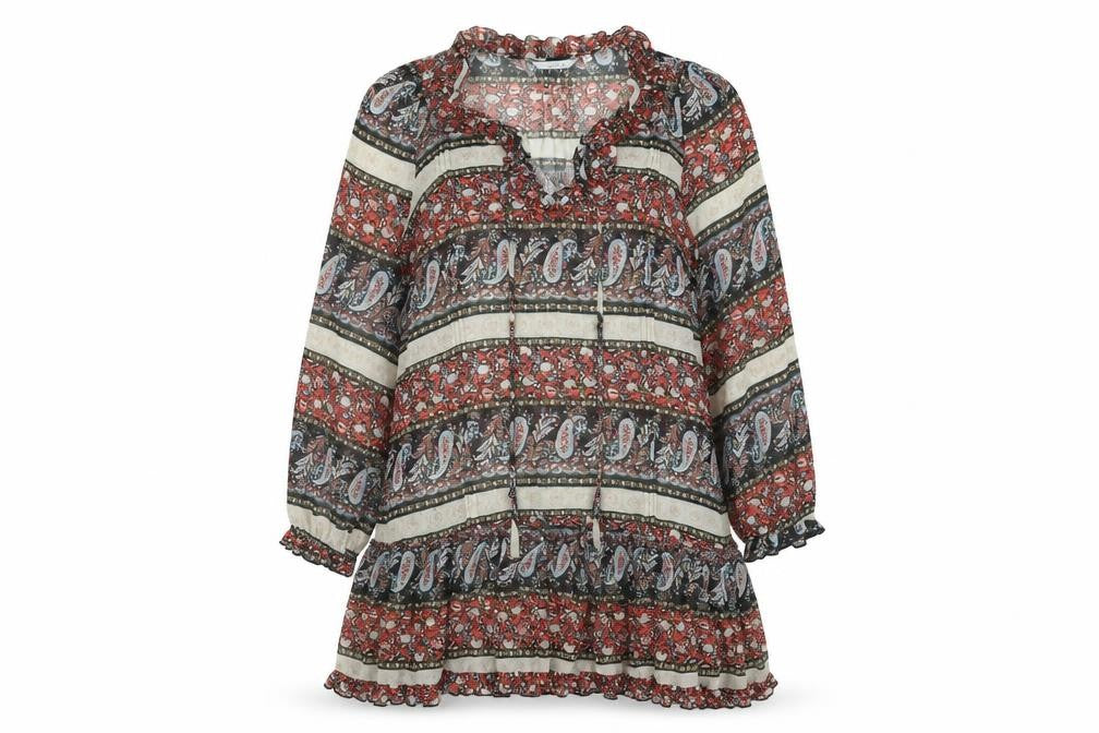 New Look Women’s Multicoloured Paisley Ruffle Boho Short Dress Size 10