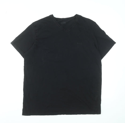 BOSS Men's Black V-Neck Cotton T-Shirt Size L Regular Fit