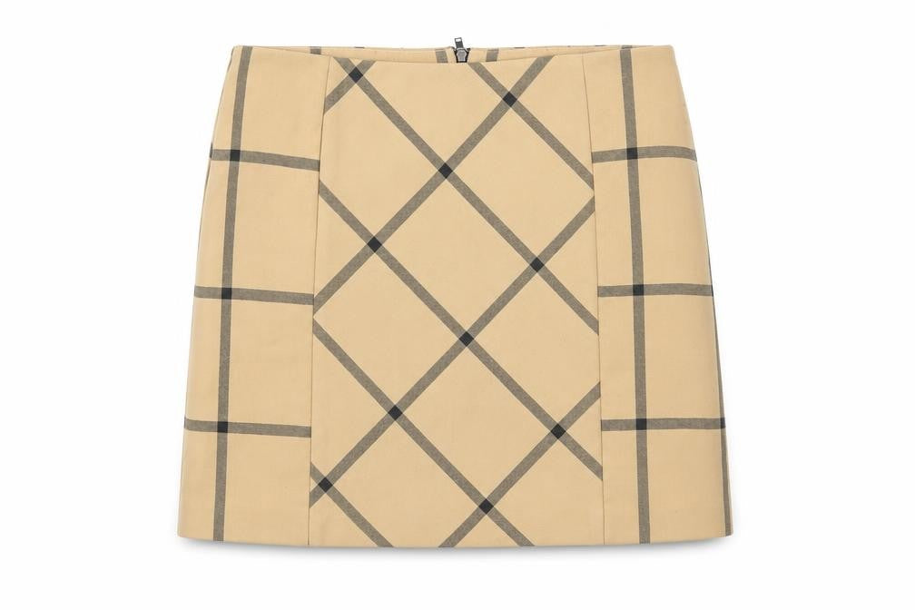 Next Women's Beige Check Pencil Mini Skirt Size 10