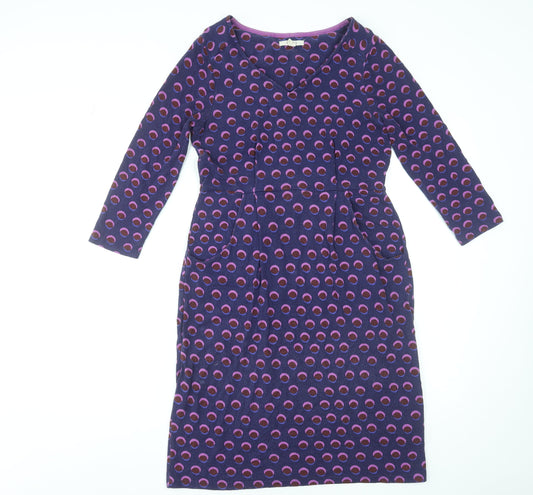 White Stuff Women Purple Polka Dot Knee Length Shift Dress UK 10