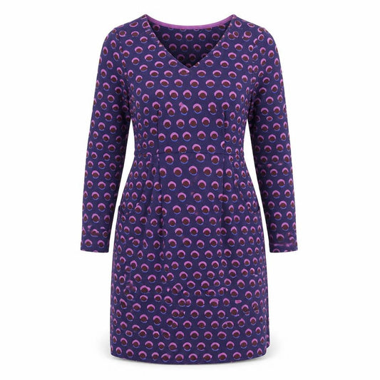 White Stuff Women Purple Polka Dot Knee Length Shift Dress UK 10
