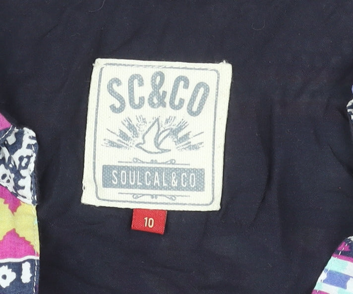 SoulCal & Co Womens Multicoloured Aztec Cropped Button-Up Shirt Size 10