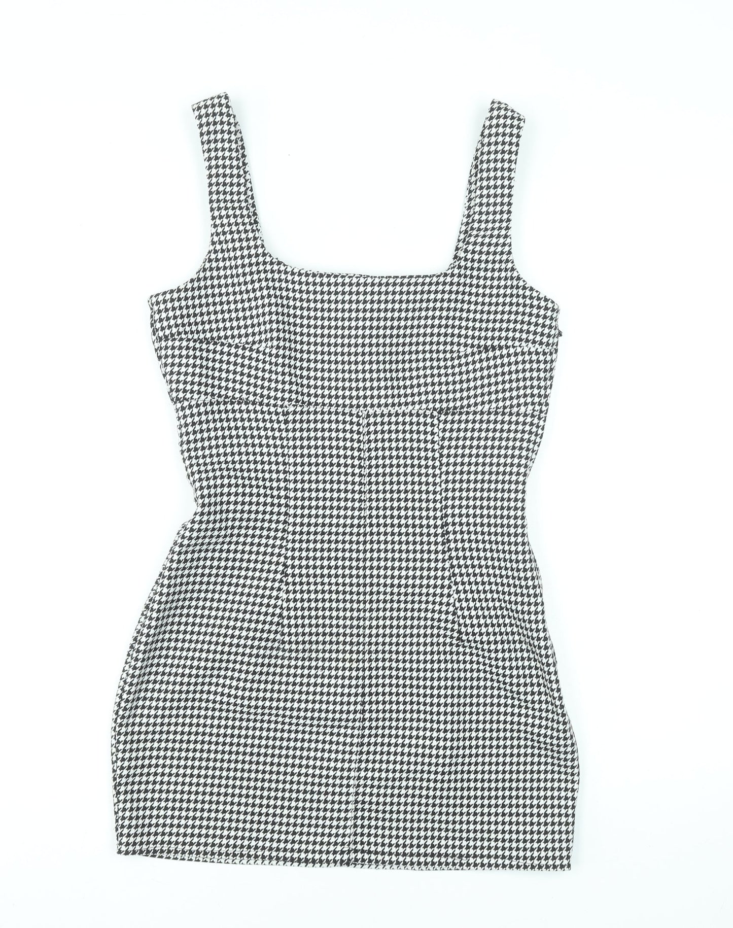 H&M Divided Women's Black Houndstooth Bodycon Dress UK 8