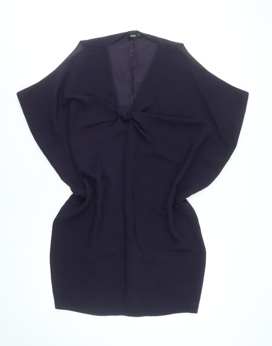 ASOS Women Purple Size 12 Sheath Knee Length Ruched Dress