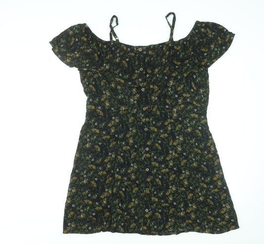 Mossimo Supply Co. Women’s Black Floral Off Shoulder A-Line Dress 2XL