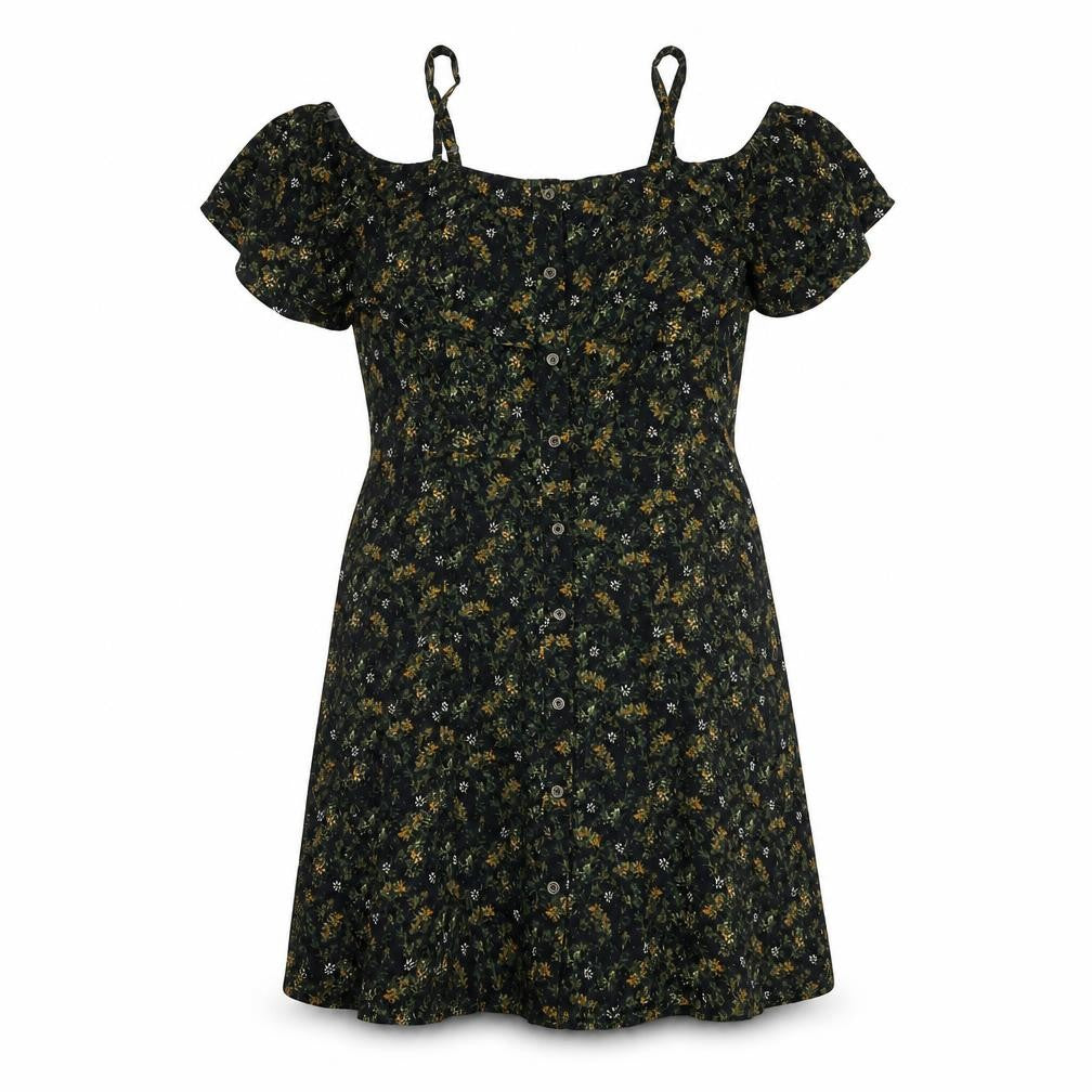 Mossimo Supply Co. Women’s Black Floral Off Shoulder A-Line Dress 2XL