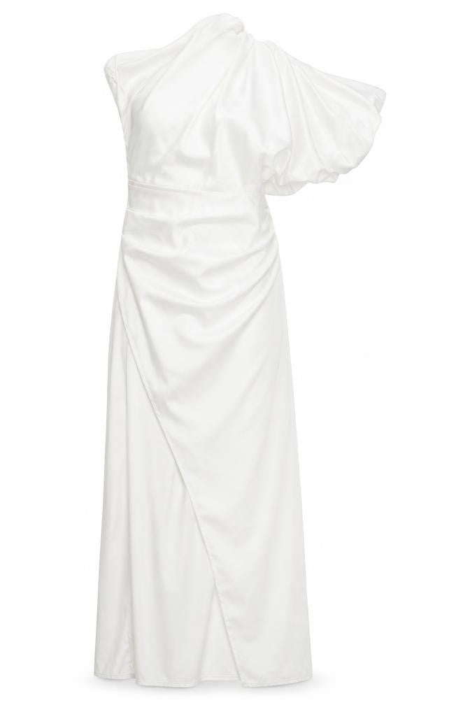 Boohoo Women’s White One Shoulder Long Bodycon Dress Size 8