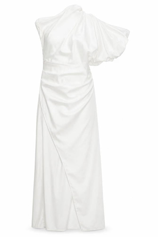 Boohoo Women’s White One Shoulder Long Bodycon Dress Size 8