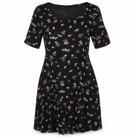 By Henry Holland Women Black Floral Bee Short Skater Dress Size 10