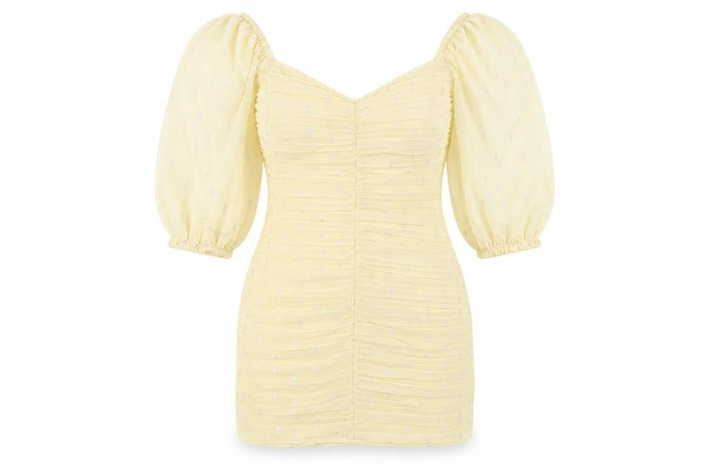 H&M Women's Beige Ruched Bodycon Short Dress Size 8