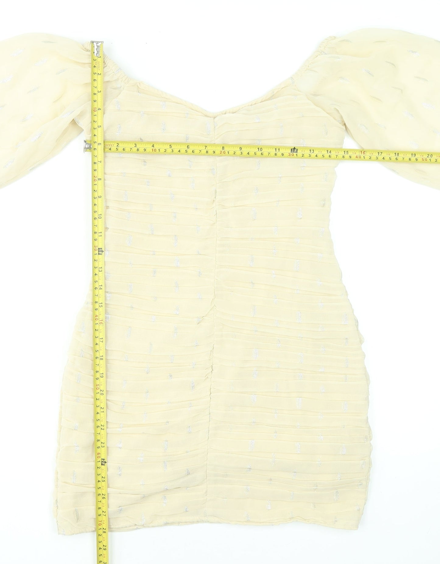 H&M Women's Beige Ruched Bodycon Short Dress Size 8