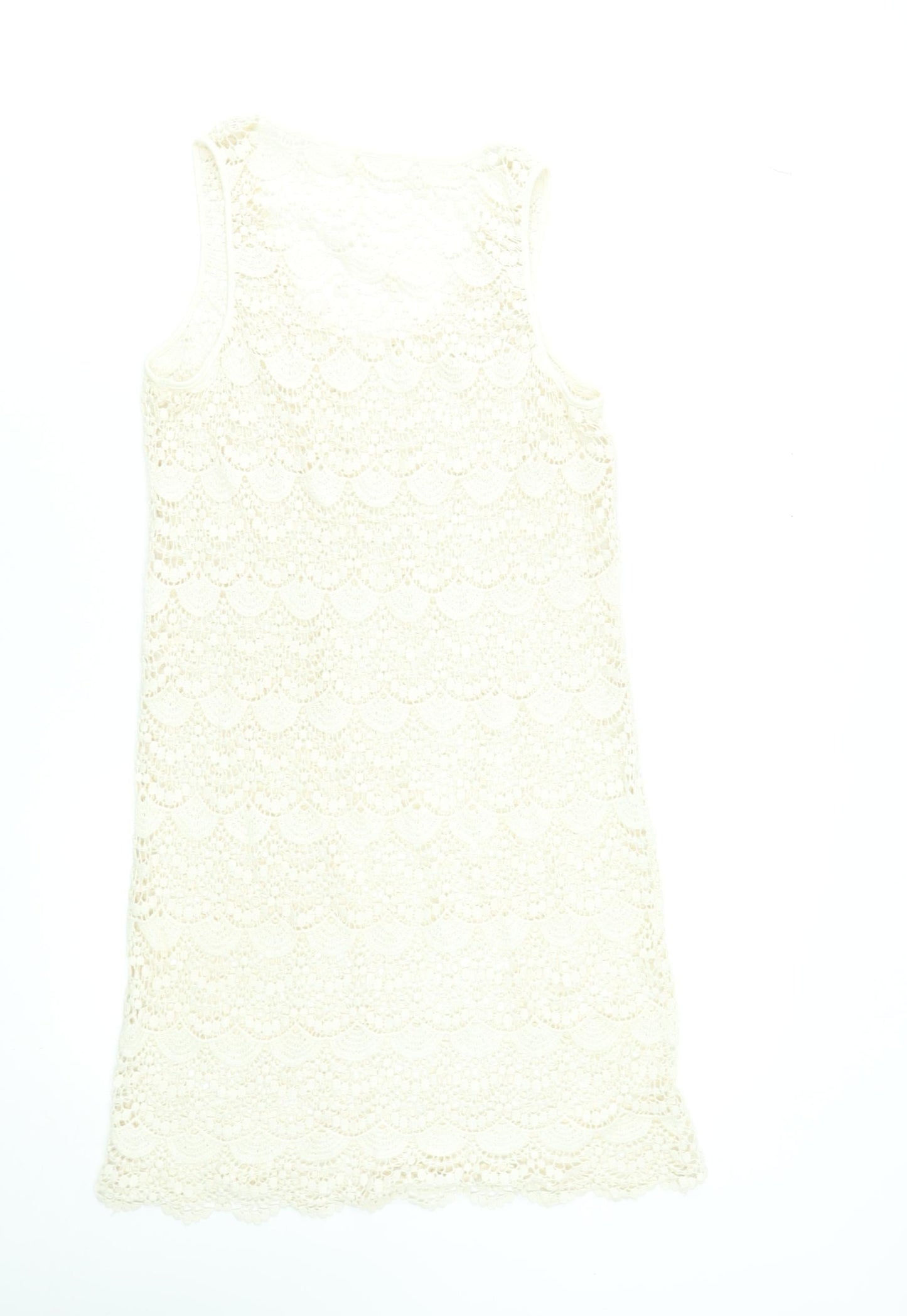 Accessorize Women’s Ivory Crochet Shift Dress Size M Sleeveless Summer Style