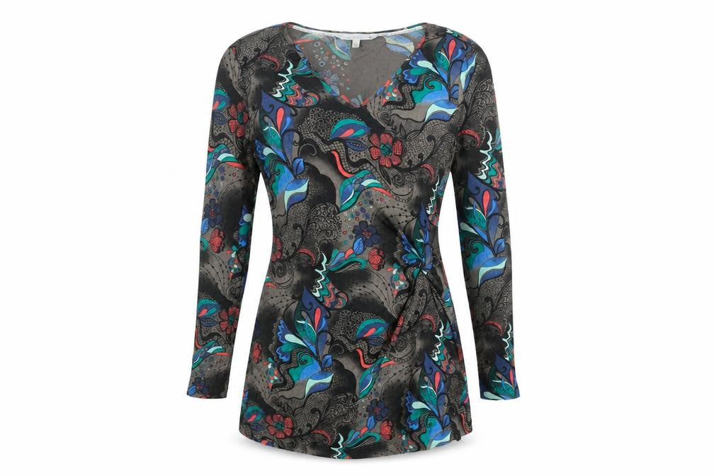 Fat Face Womens Multicoloured Size 14 Wrap Dress Long Sleeve V-Neck