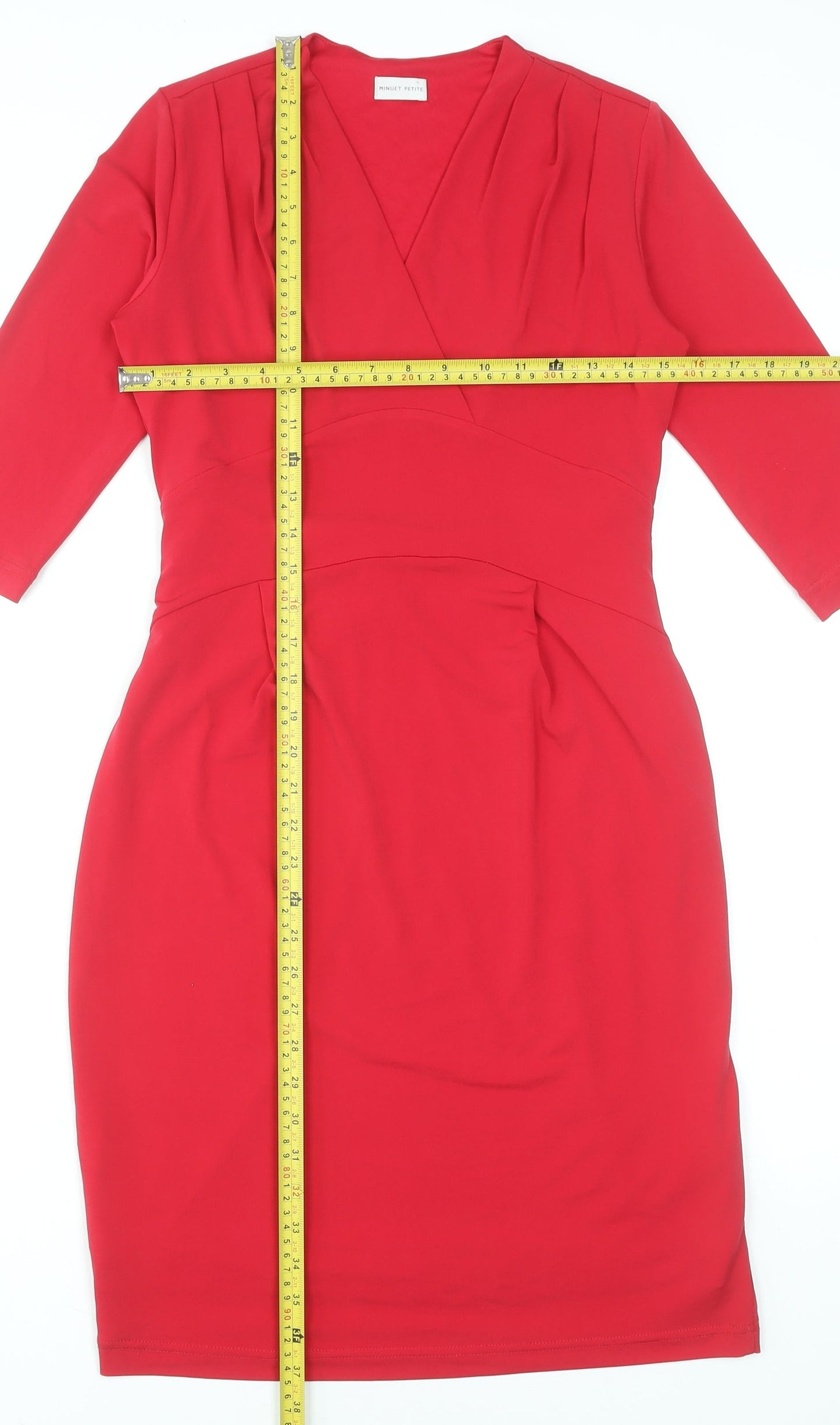Minuet Women Red Size 8 Sheath Knee Length V-Neck Dress