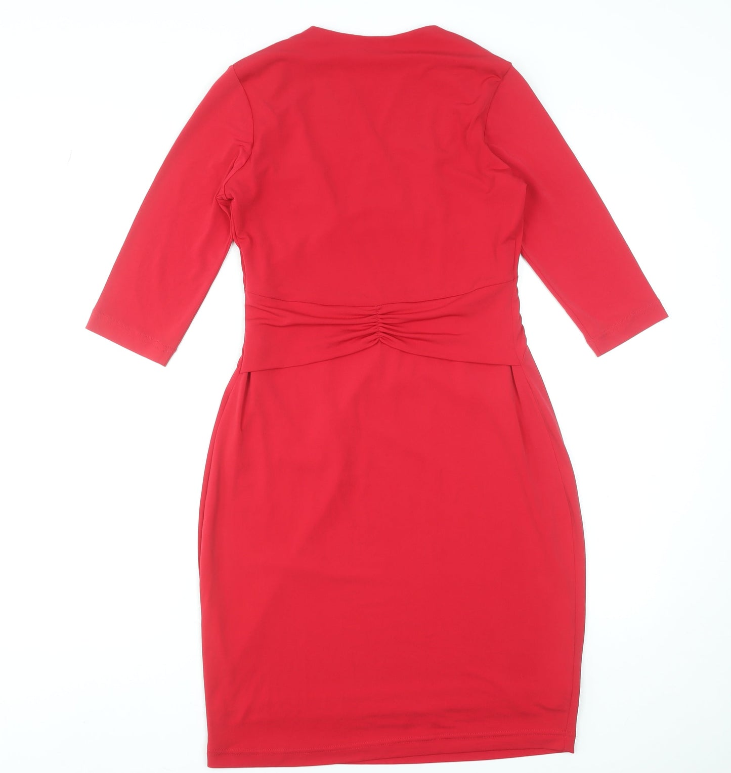 Minuet Women Red Size 8 Sheath Knee Length V-Neck Dress