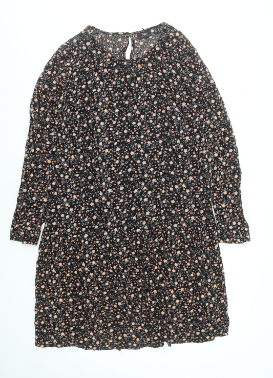 bpc Women Black Floral Knee Length A-Line Dress Size 10