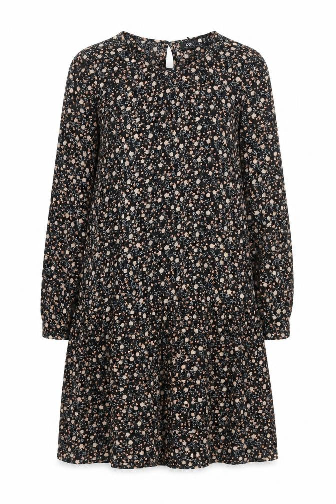 Bonprix Women Black Floral Knee Length A-Line Dress Size 10