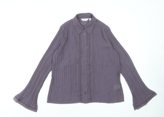 Next Women’s Purple Pleated Tunic Blouse UK 10 Long Sleeve Classic