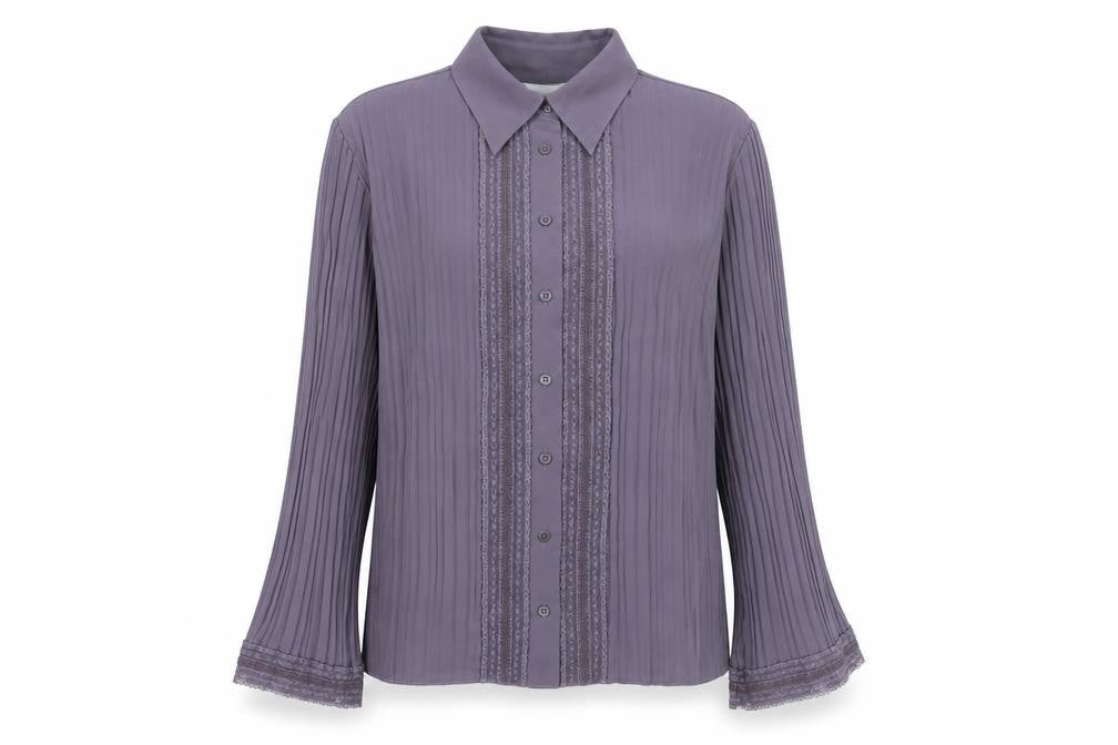 Next Women’s Purple Pleated Tunic Blouse UK 10 Long Sleeve Classic