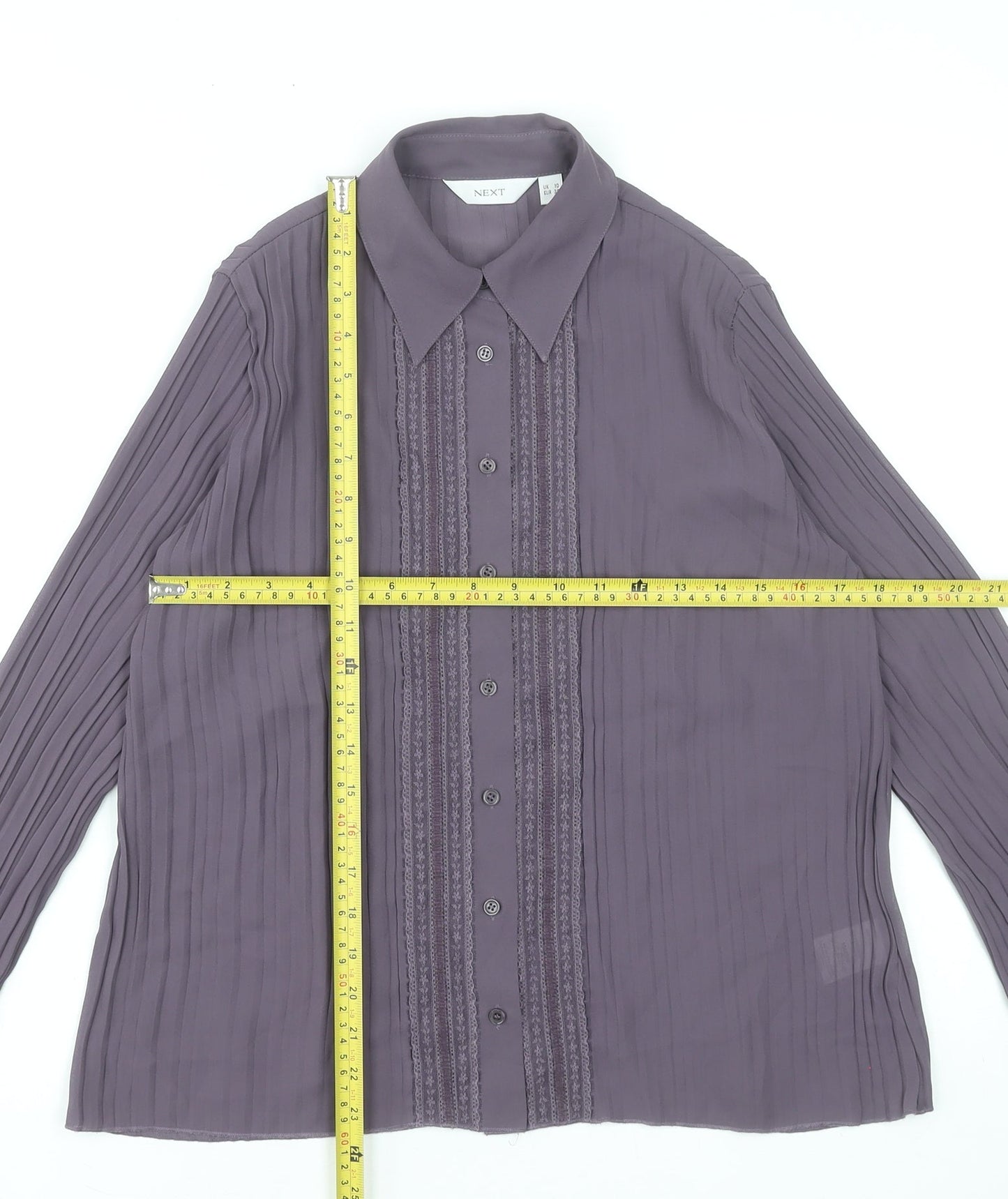 Next Women’s Purple Pleated Tunic Blouse UK 10 Long Sleeve Classic