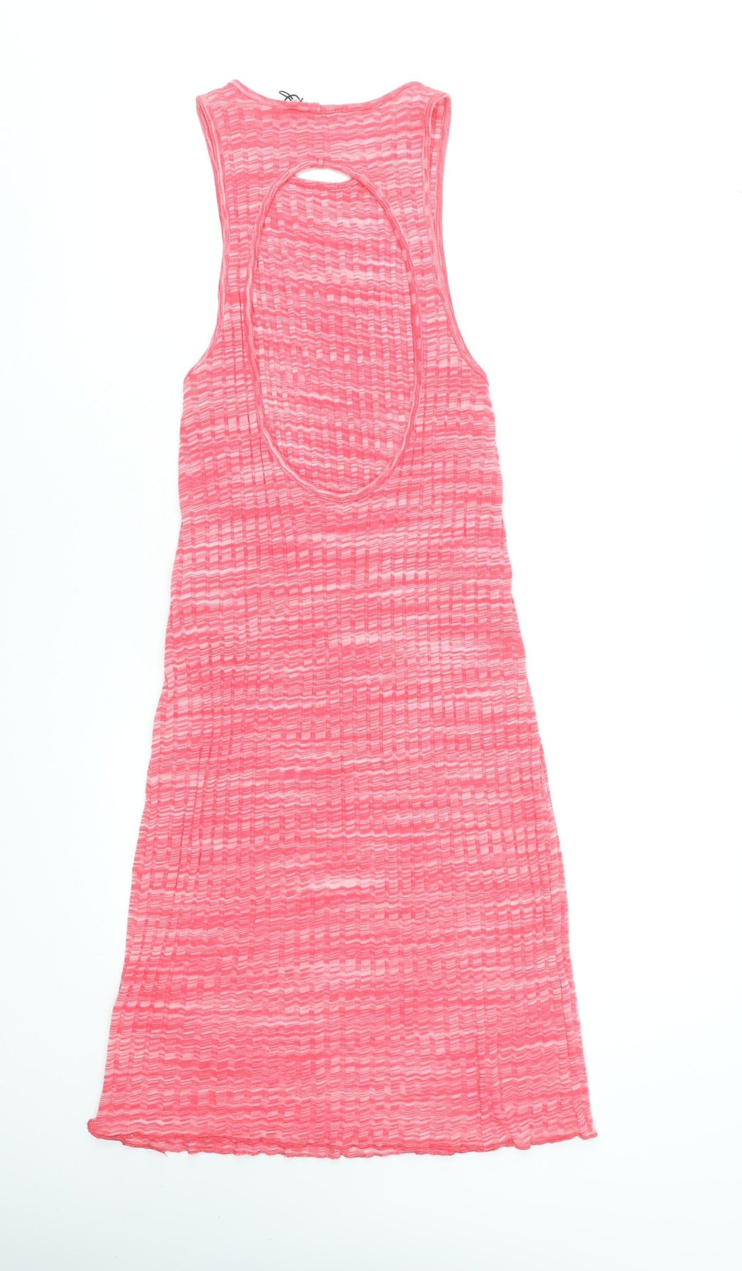Zara Women Pink Sleeveless Tank Dress S Cotton Blend Casual