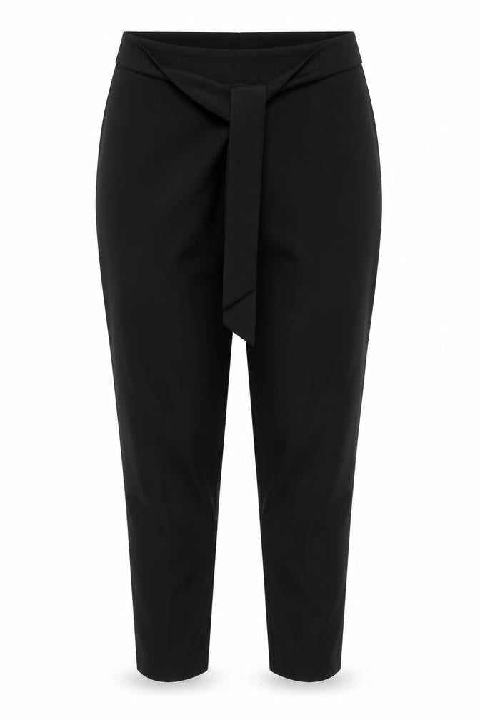 Hobbs Women Black Size 10 Tapered Belted Crepe Trousers