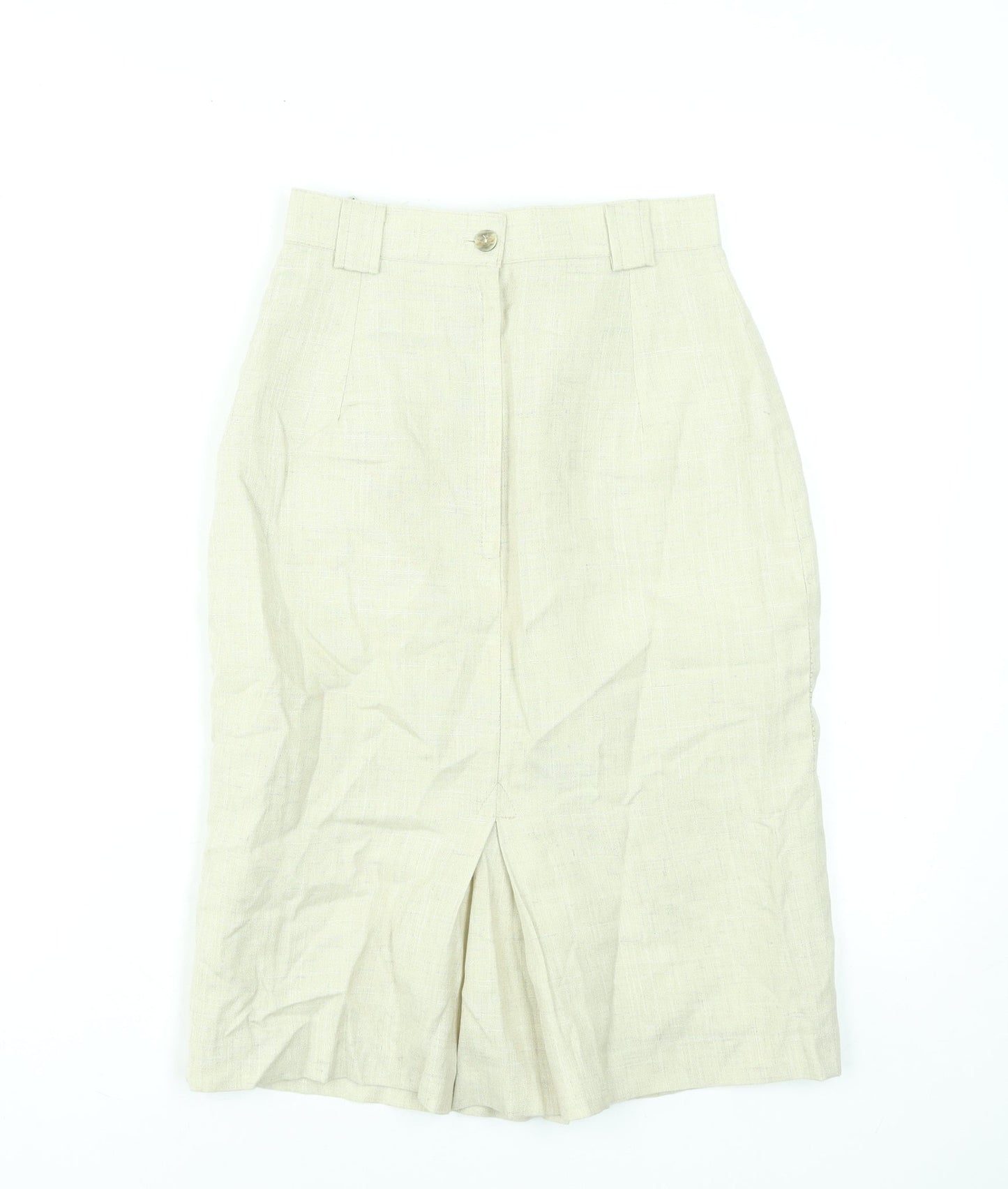 Annebros Petite Women Beige Linen Blend Straight Knee Length Skirt Size 10