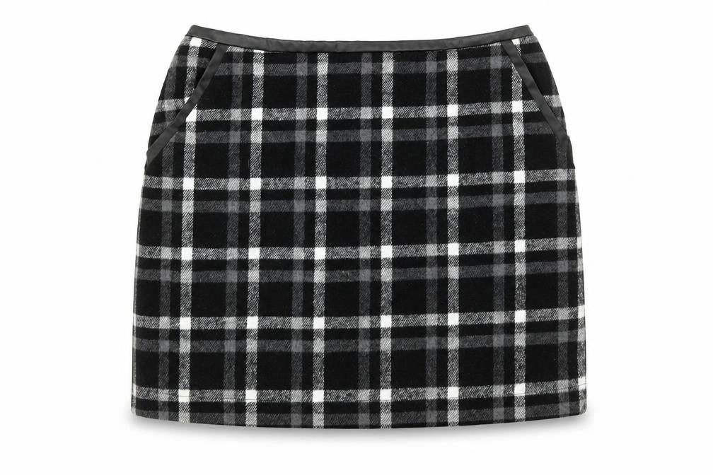 Select Women Black Check Cotton Blend Straight Skirt Size 10