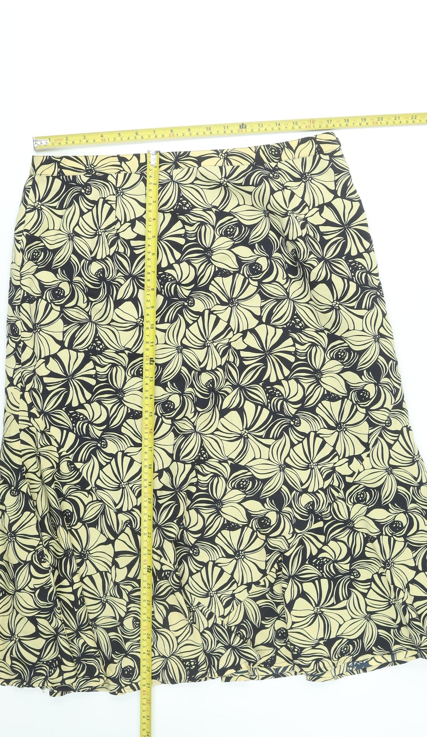 Eastex Women’s Beige Floral A-Line Midi Skirt Size 18 Polyester Lined
