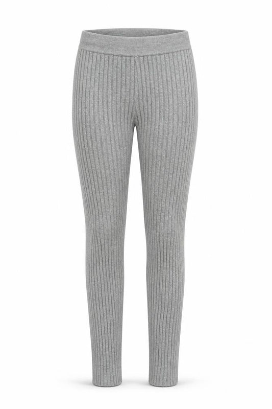 L.F. Markey Womens Grey Wool Cotton Ribbed Knit Slim Leg Leggings Size 12