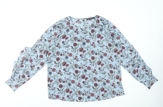 Marks and Spencer Women's Blue Floral Long Sleeve Blouse Size 14