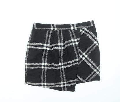 Next Womens Black Check Mini Wool Blend Skirt UK 10