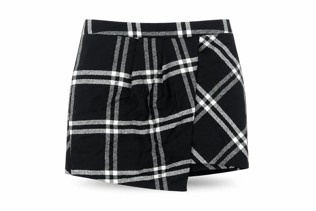 Next Womens Black Check Mini Wool Blend Skirt UK 10
